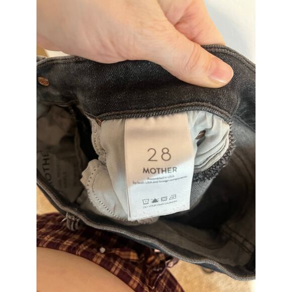 Mother Mid Rise Dazzler Ankle Straight Leg Jeans Night is Watching Black 28 - Picture 8 of 9